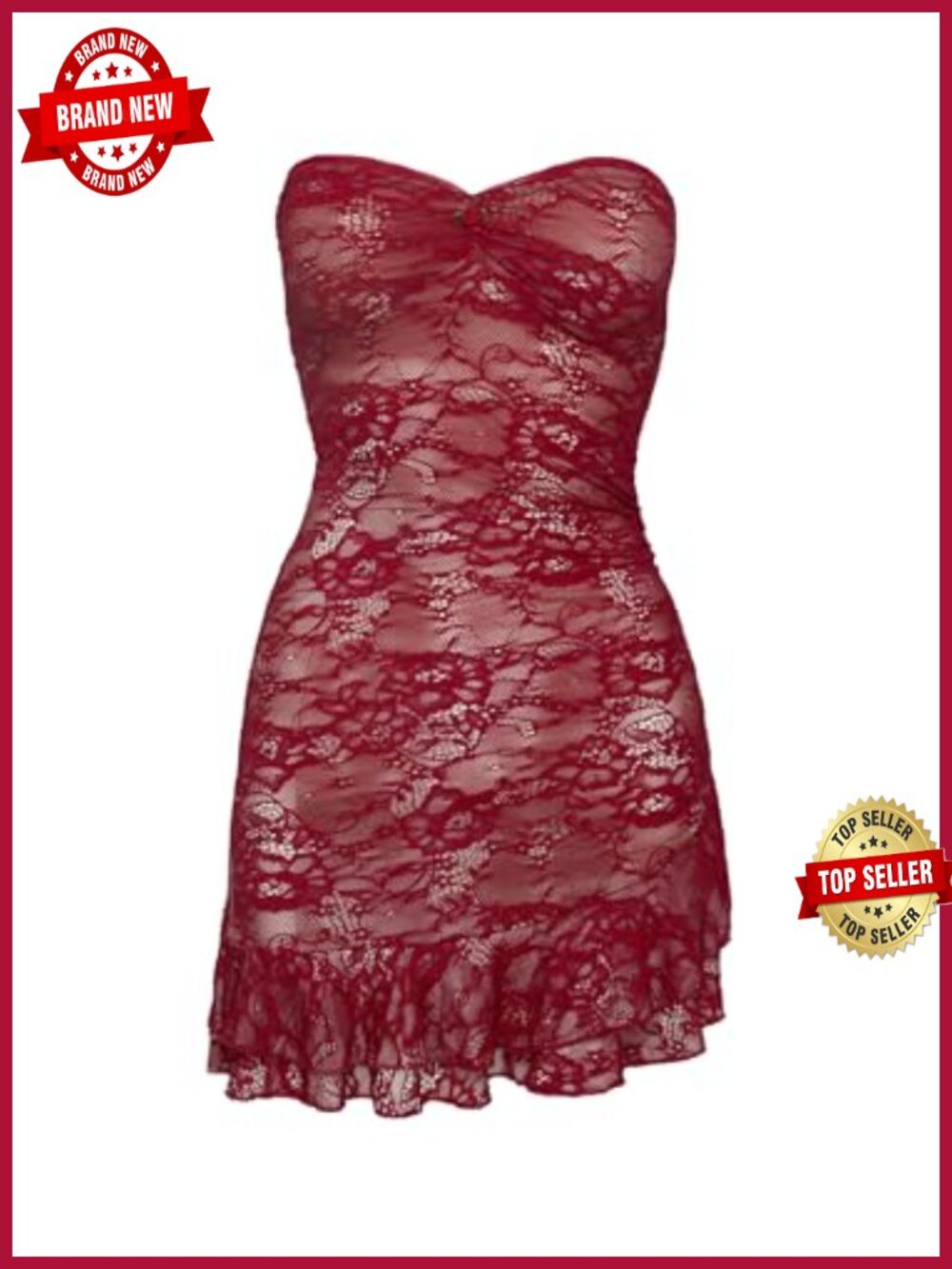 Lace Strapless Mini Dress Sweetheart Neck Bodycon Party Clubwear